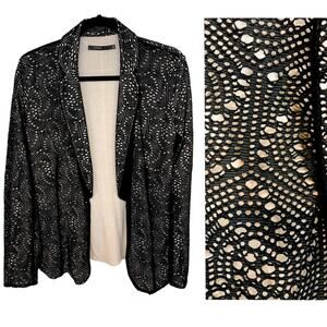 Twenty Canada crochet open blazer